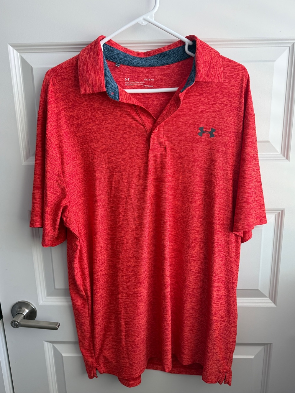 Under Armour HeatGear Polo Shirt Men’s Large Orange Performance Athletic Golf